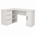 Bureau d'angle avec rangements blanc en panneaux de particules mélaminés 140 x 120 x 75 cm