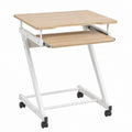Bureau informatique mobile blanc et chêne clair en MDF et acier 80 x 50 x 75 cm