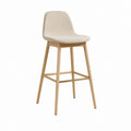 Tabouret de bar beige en polyester et chêne massif avec dossier 46 x 52 x 100 cm