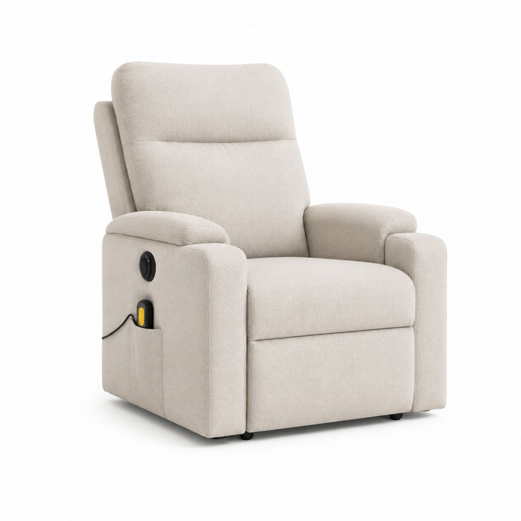 Fauteuil relax électrique inclinable beige en polyester 82 x 92 x 104 cm