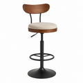 Tabouret de bar réglable marron beige noir en acier et contreplaqué 48 x 52 x 96-116 cm