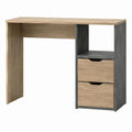 Bureau droit rectangulaire avec 2 tiroirs chêne clair et anthracite en panneaux de particules mélaminés 120 x 60 x 75 cm