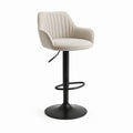 Tabouret de bar réglable beige en polyester et acier à dossier arrondi 52 x 55 x 89-109 cm