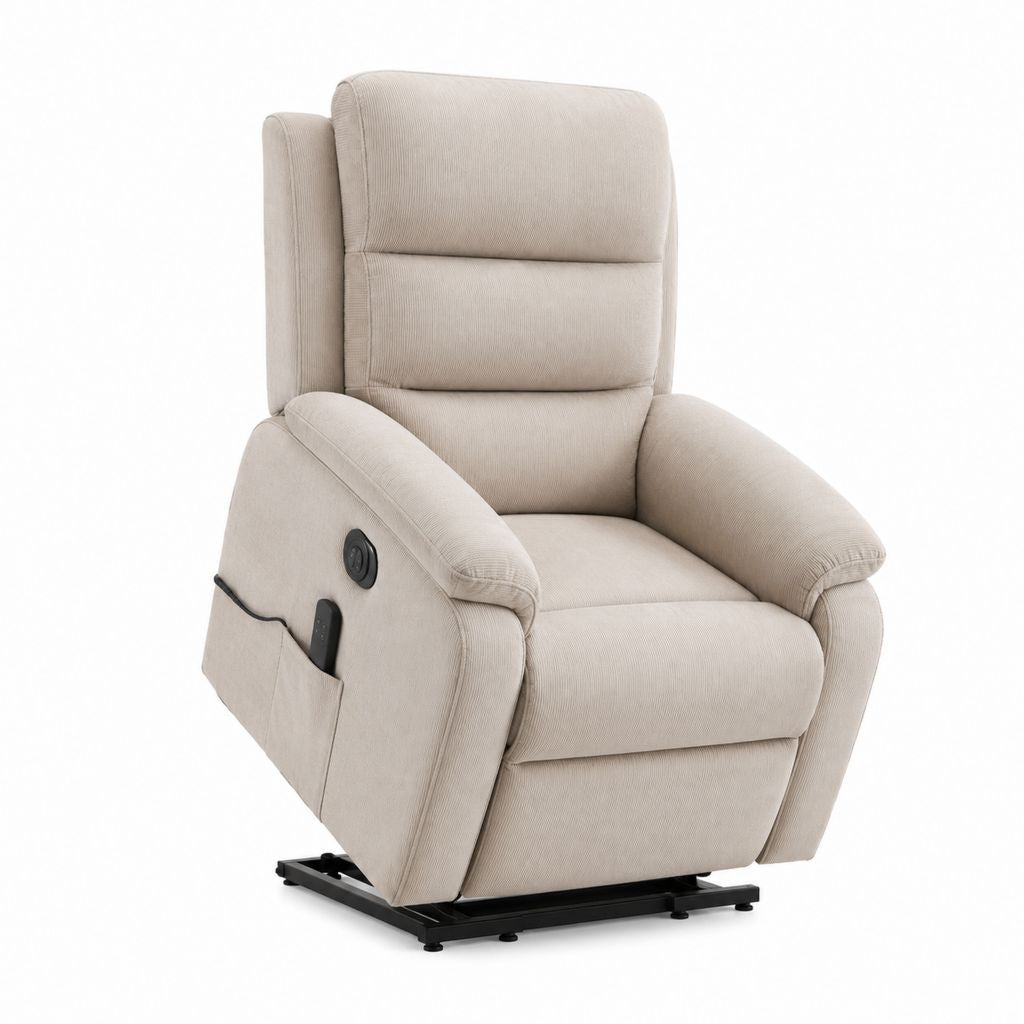 Fauteuil relax électrique inclinable beige en polyester 92 x 95 x 105 cm