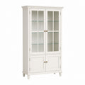 Vitrine de salon blanche en MDF et verre trempé 4 portes 100 x 40 x 190 cm