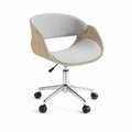 Chaise de bureau pivotante gris clair en contreplaqué plaqué chêne et polyester 58 x 60 x 78-88 cm