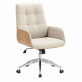 Chaise de bureau pivotante réglable beige en polyester et contreplaqué 65 x 65 x 104-114 cm