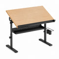 Bureau inclinable réglable chêne clair et noir en panneau MDF et acier 80 x 50 x 60-90 cm
