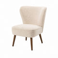 Fauteuil de salon beige en polyester bouclette à dossier incurvé 67 x 73 x 90 cm