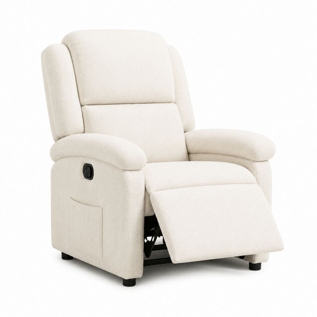 Fauteuil relax inclinable manuel beige en polyester 90 x 95 x 102 cm