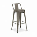 Tabouret de bar avec dossier gris en acier 43 x 43 x 96 cm hauteur d’assise 76 cm